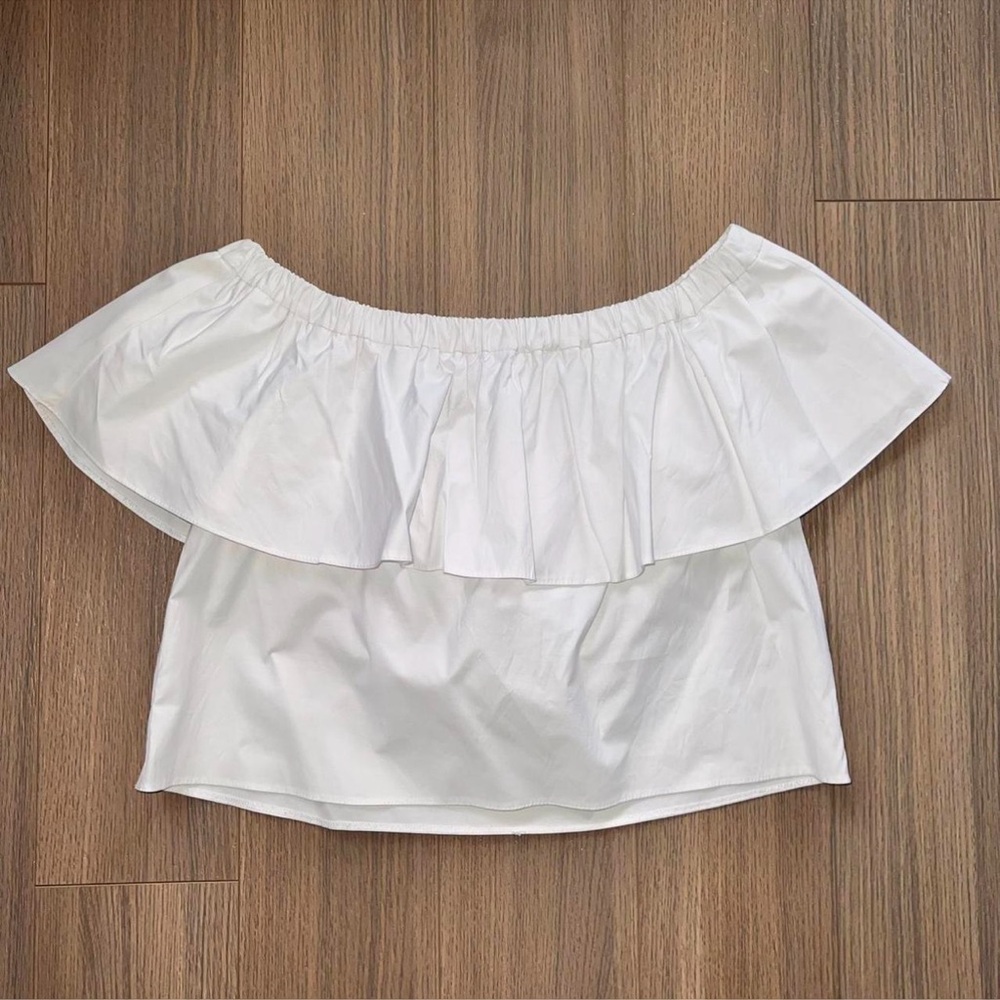 Topshop White Off the Shoulder Bardot Top
